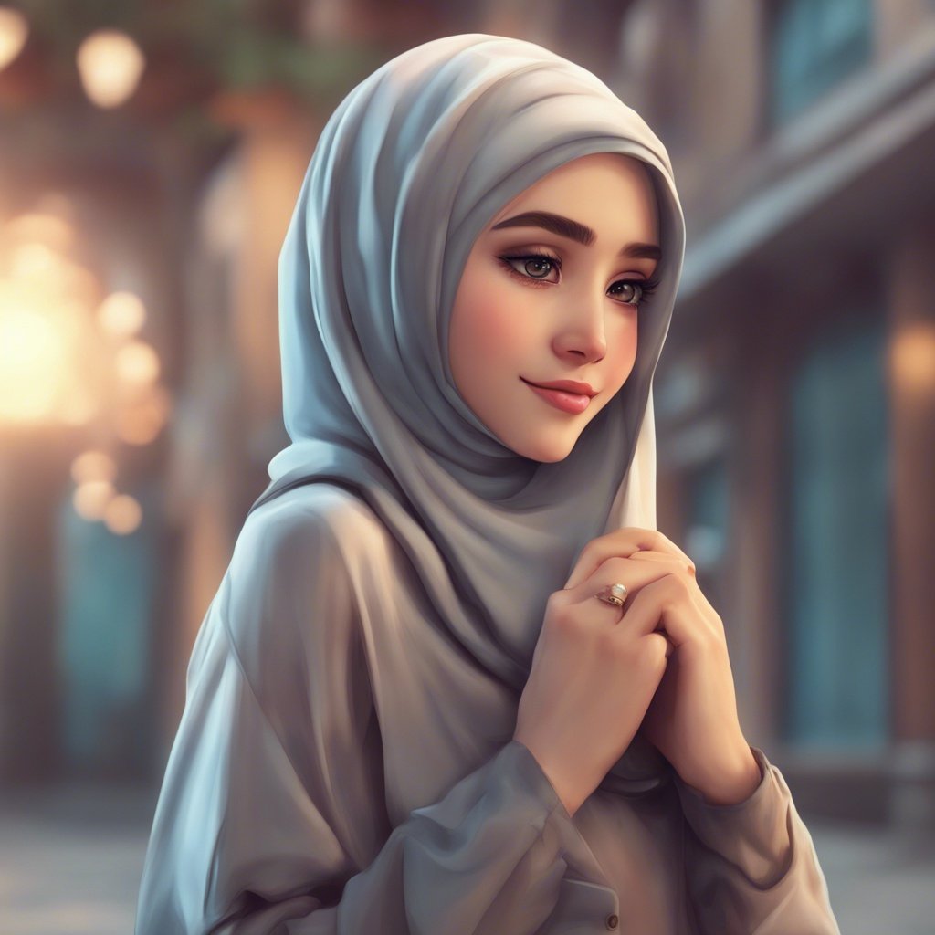 hijab girl dp cartoon