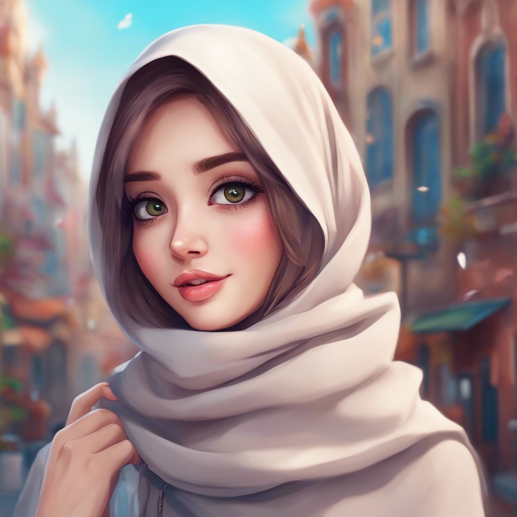 hijab girl dp cartoon