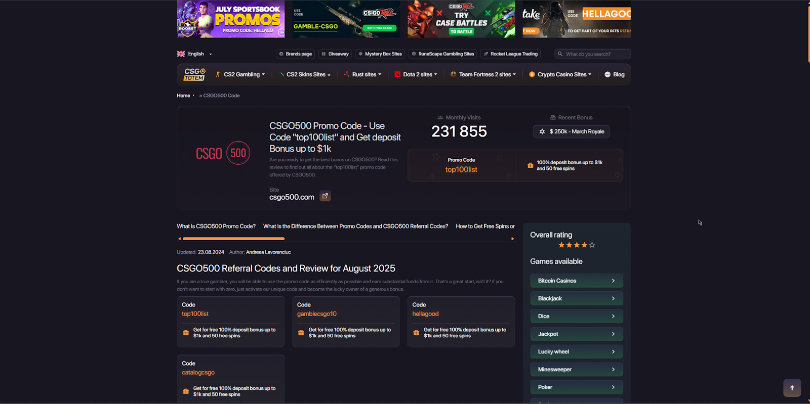 CSGO500 Referral – Earn Free Coins